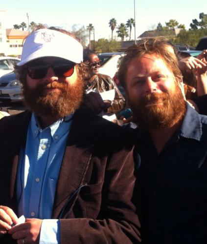 Zach Galifianakis impersonator smiling for picture alongside Zach Galifianakis | Altus Entertainment